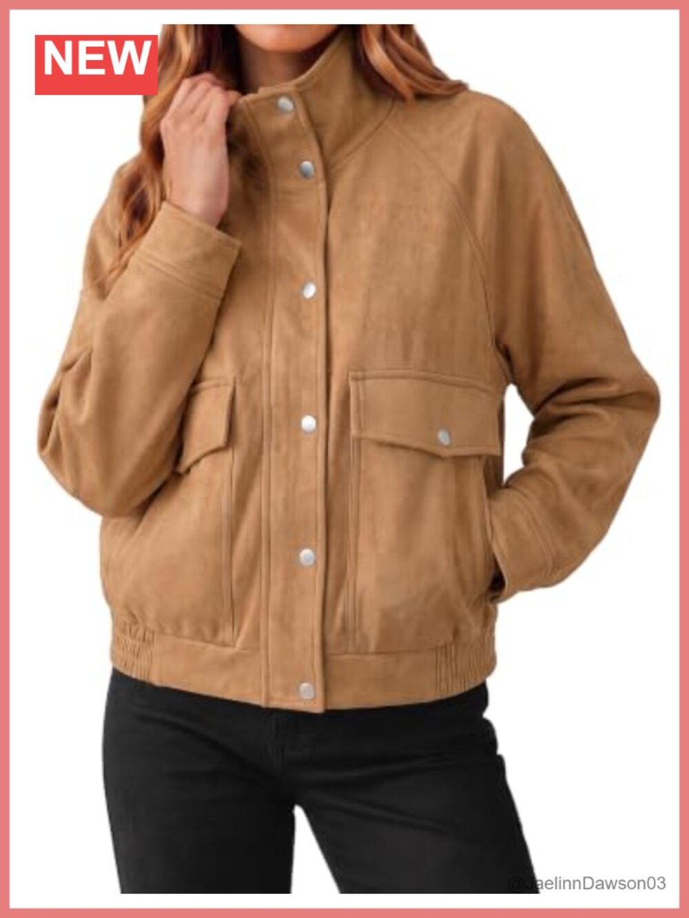 Faux Suede Bomber Jacket Stand Collar Zip Up Long Sleeve Women's Coat